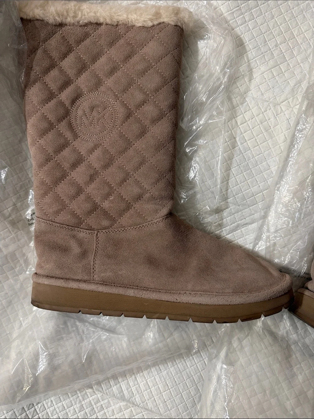 Michael kors Quilted Shearling-Lined Women's Tall Boots - Taupe